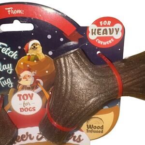 DOG CHEW TOY REINDEER ANTLERS 2PC SET WOOD INFUSED MINT SCENT HEAVY CHEWERS